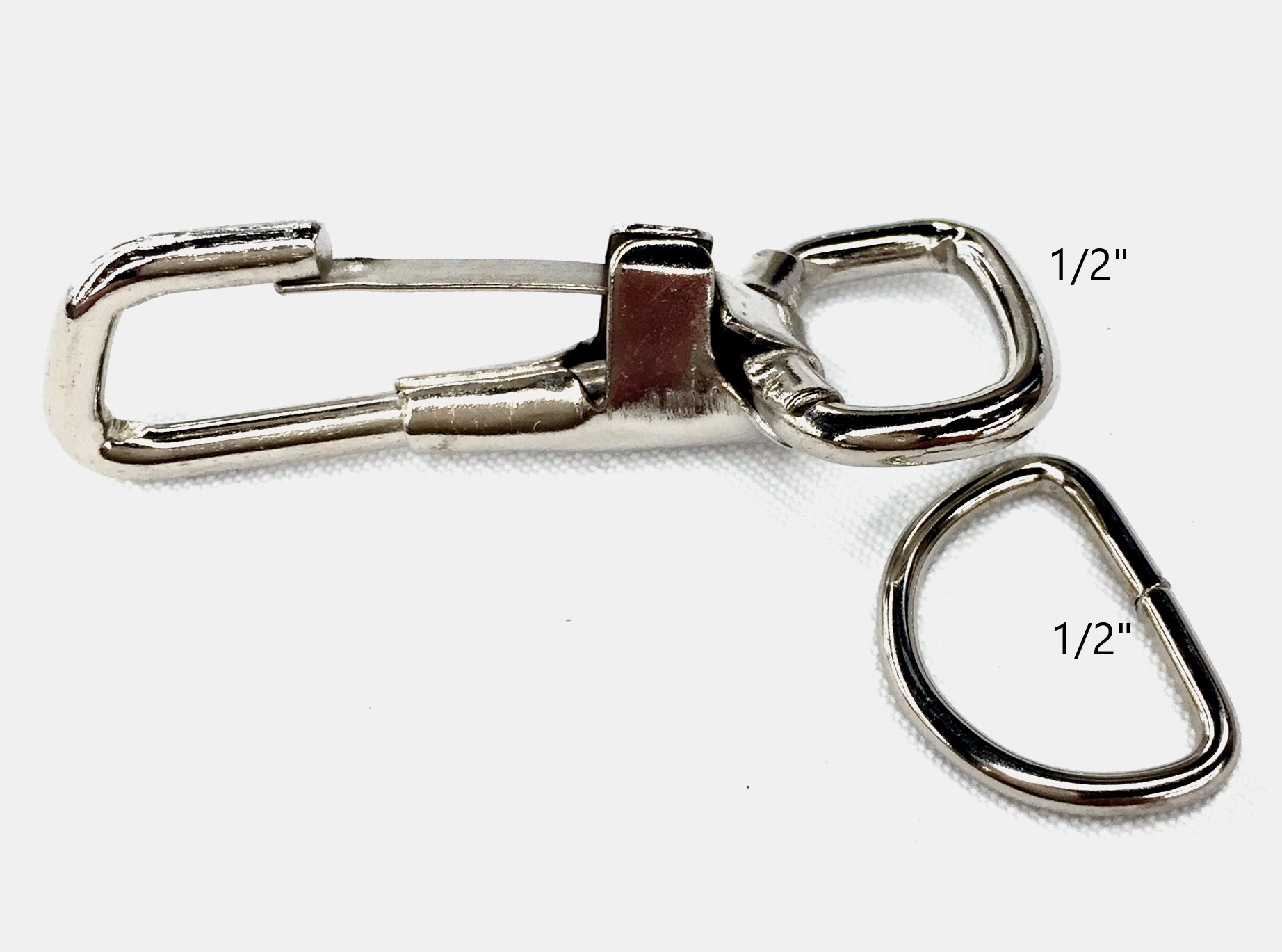 1/2 Snap Hooks with D-Rings - 6 Pack